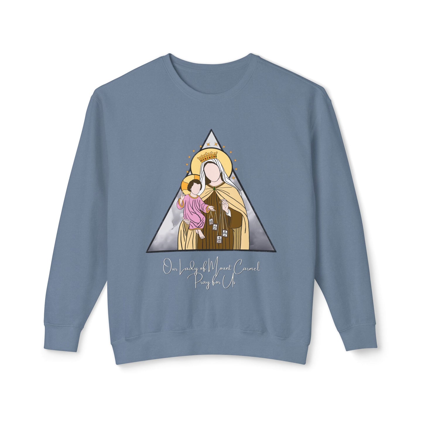 Our Lady of Mount Carmel - Unisex Lightweight Crewneck Sweatshirt